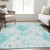 10' X 14' Teal Blue Aqua And Ivory Moroccan Washable Indoor Outdoor Area Rug