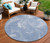 8' Blue And Sky Blue Round Abstract Washable Indoor Outdoor Area Rug