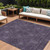 10' X 14' Eggplant And Purple Floral Washable Indoor Outdoor Area Rug