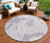 8' Lavender Lilac And Ivory Round Floral Washable Indoor Outdoor Area Rug