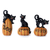 Set of Three Polyresin Halloween Cat Figurines