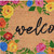 17" X 29" Natural Blue Pink And Yellow Floral Welcome Outdoor Coir Door Mat