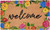 17" X 29" Natural Blue Pink And Yellow Floral Welcome Outdoor Coir Door Mat