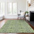 3' X 5' Artichoke Green And Fern Green Medallion Washable Indoor Outdoor Area Rug