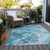 8' X 10' Teal Blue And Ivory Abstract Washable Indoor Outdoor Area Rug
