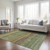 9' X 12' Olive Green And Chocolate Striped Washable Indoor Outdoor Area Rug