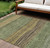 9' X 12' Olive Green And Chocolate Striped Washable Indoor Outdoor Area Rug