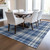 10' X 14' Navy Blue And Ivory Plaid Washable Indoor Outdoor Area Rug