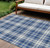 10' X 14' Navy Blue And Ivory Plaid Washable Indoor Outdoor Area Rug