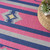 5' X 7' Pink and Blue Southwestern Handmade Area Rug With Fringe