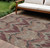 10' X 14' Burgundy Beige And Charcoal Ikat Washable Indoor Outdoor Area Rug