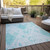 8' X 10' Teal Blue Aqua And Ivory Moroccan Washable Indoor Outdoor Area Rug