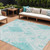 8' X 10' Teal Blue Aqua And Ivory Moroccan Washable Indoor Outdoor Area Rug