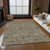 10' X 14' Khaki Beige And Gray Floral Washable Indoor Outdoor Area Rug