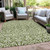 10' X 14' Olive Green And Ivory Damask Washable Indoor Outdoor Area Rug