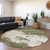 8' Olive Green Gray And Ivory Round Abstract Washable Indoor Outdoor Area Rug