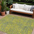 8' X 10' Yellow And Blue Abstract Washable Indoor Outdoor Area Rug