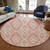 8' Salmon And Ivory Round Trellis Washable Indoor Outdoor Area Rug