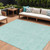 9' X 12' Teal Blue And Aqua Floral Washable Indoor Outdoor Area Rug