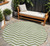 8' Green And Ivory Round Chevron Washable Indoor Outdoor Area Rug