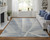 8' X 10' Ivory and Blue Abstract Hand Knotted Worn Faded Area Rug