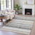 10' X 14' Black And Silver Striped Washable Indoor Outdoor Area Rug