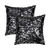 Set of Two 18" Black and Silver Abstract Cowhide Throw Pillows with Glitter