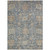 9' X 12' Denim Blue Brown And Beige Damask Washable Indoor Outdoor Area Rug