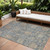 9' X 12' Denim Blue Brown And Beige Damask Washable Indoor Outdoor Area Rug