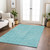 8' X 10' Turquoise And Ivory Geometric Washable Indoor Outdoor Area Rug