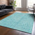 8' X 10' Turquoise And Ivory Geometric Washable Indoor Outdoor Area Rug