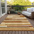 10' X 14' Orange Copper And Taupe Striped Washable Indoor Outdoor Area Rug