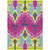 10' X 14' Pink Lime Green And Orange Ikat Washable Indoor Outdoor Area Rug