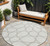 8' Ivory And Gray Round Abstract Washable Indoor Outdoor Area Rug