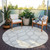 8' Ivory And Gray Round Abstract Washable Indoor Outdoor Area Rug