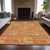 9' X 12' Orange Gray And Beige Floral Washable Indoor Outdoor Area Rug