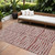 8' X 10' Burgundy And Ivory Striped Washable Indoor Outdoor Area Rug