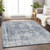 8' X 10' Navy Blue Oriental Washable Indoor Outdoor Area Rug
