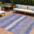 10' X 14' Purple And Gray Striped Washable Indoor Outdoor Area Rug