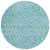 8' Teal Blue And Ivory Round Abstract Washable Indoor Outdoor Area Rug