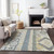 8' X 10' Silver Beige And Gold Aztec Washable Indoor Outdoor Area Rug