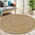 4' Natural And Brown Round Handmade Indoor Outdoor Area Rug