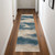 8' Teal and Ivory Abstract Non Skid Runner Rug