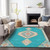 8' X 10' Teal Blue Brown And Ivory Oriental Washable Indoor Outdoor Area Rug