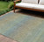 8' X 10' Blue Striped Washable Indoor Outdoor Area Rug