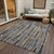 9' X 12' Pewter And Brown Striped Washable Indoor Outdoor Area Rug