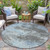 8' Taupe And Sky Blue Round Abstract Washable Indoor Outdoor Area Rug