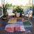 8' Green Copper And Pink Round Abstract Washable Indoor Outdoor Area Rug