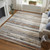 8' Ivory Blue and Brown Striped Power Loom Runner Rug