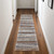 8' Ivory Blue and Brown Striped Power Loom Runner Rug